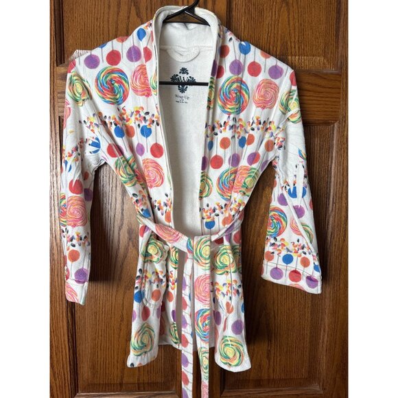 Wrap Up by Valerie Perez Whimsical Lollipop Print Tie Bath Robe Girls 2-5YRS - Picture 1 of 11
